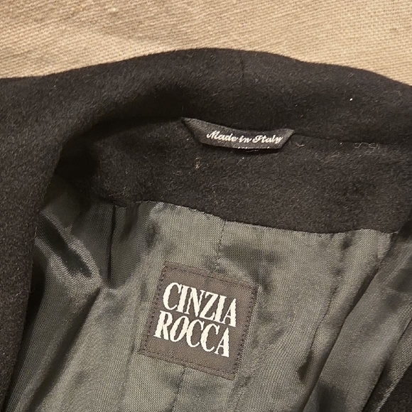 CINZIA ROCCA Icons Black Single Breasted Wrap Coat 100% Cashmere US 4 - Picture 3 of 9